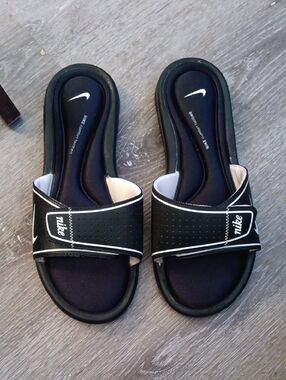 Nike Black and White Slide Sandals